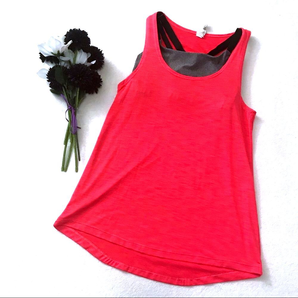 C9 by Champion Tank Top Size Small Pink Orange Built In Bra 2-in-1